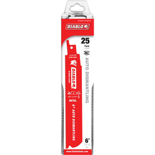 Lame de scie alternative autod&eacute;montage, Bim&eacute;tal, 14-18 Dents par pouce, 6" lo x 1" la Rock Safety Industrial Ltd