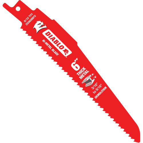 Lame de scie alternative pour la d&eacute;molition et les m&eacute;taux &eacute;pais, Bim&eacute;tal, 8-10 Dents par pouce, 6" lo Rock Safety Industrial Ltd
