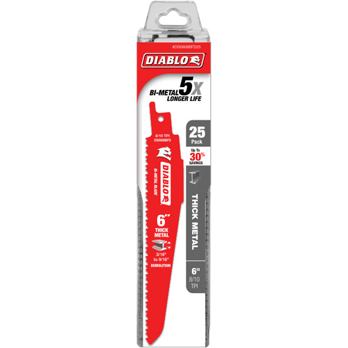 Lame de scie alternative pour la d&eacute;molition et les m&eacute;taux &eacute;pais, Bim&eacute;tal, 8-10 Dents par pouce, 6" lo Rock Safety Industrial Ltd