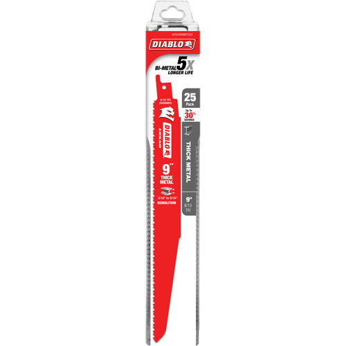 Lame de scie alternative pour la d&eacute;molition et les m&eacute;taux &eacute;pais, Bim&eacute;tal, 8-10 Dents par pouce, 9" lo Rock Safety Industrial Ltd