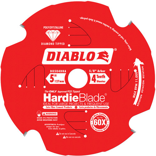 Lame de scie circulaire HardieBlade, 5", 4 dents, Pour B&eacute;ton Rock Safety Industrial Ltd