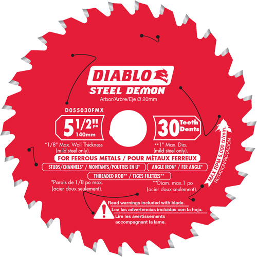 Lame de scie circulaire Steel Demon, 5-1/2", 30 dents, Pour M&eacute;tal Rock Safety Industrial Ltd