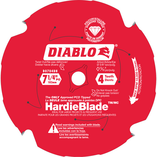 Lame de scie circulaire HardieBlade, 7-1/4", 4 dents, Pour B&eacute;ton Rock Safety Industrial Ltd