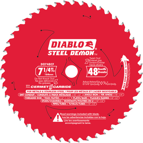 Lame de scie circulaire Cermet II Steel Demon, 7-1/4", 48 dents, Pour M&eacute;tal Rock Safety Industrial Ltd
