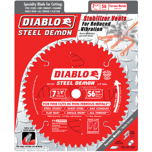 Scie circulaire au carbure, 7-1/4", 56 dents, Pour M&eacute;tal Rock Safety Industrial Ltd