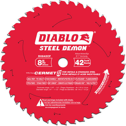 Lame de scie circulaire Cermet II Steel Demon, 8", 42 dents, Pour M&eacute;tal Rock Safety Industrial Ltd