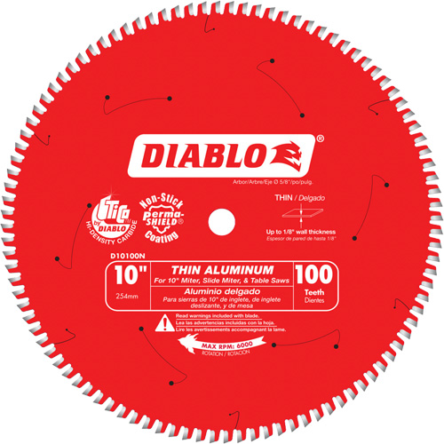 Lame de scie circulaire pour la coupe d'aluminium, 10", 100 dents, Pour Plastique/Fibre de verre/Non ferreux Rock Safety Industrial Ltd