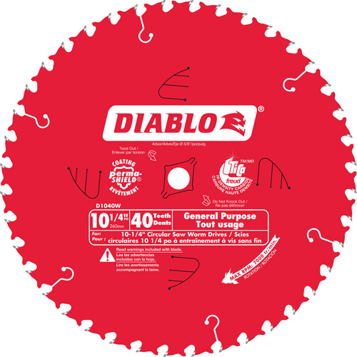Lame de scie circulaire pour la coupe g&eacute;n&eacute;rale de poutres, 10-1/4", 40 dents, Pour Stratifi&eacute;/Bois Rock Safety Industrial Ltd