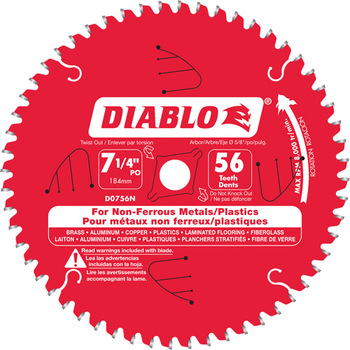 Aluminum Cutting Saw Blade, 7-1/4", 56 Teeth, Non-Ferrous Use Rock Safety Industrial Ltd
