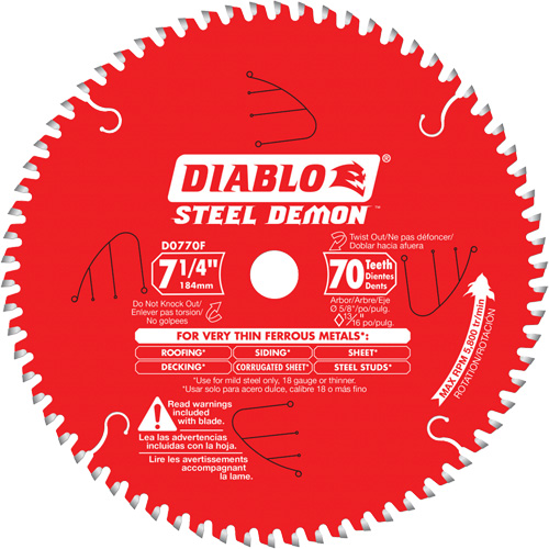 Lame de scie &agrave; d&eacute;couper Steel Demon, 7-1/4", 70 dents, Pour M&eacute;tal Rock Safety Industrial Ltd