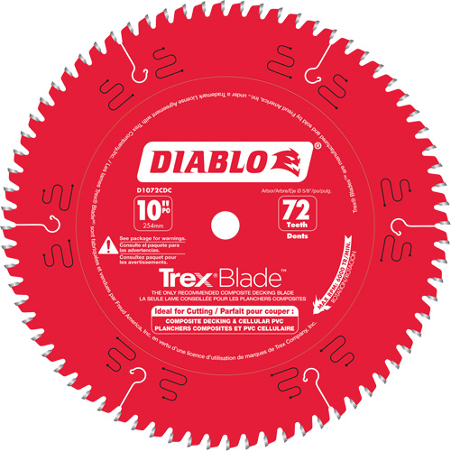 Trex&reg; Blade Cutting Saw Blade, 10", 72 Teeth, Plastic/Composite Decking Use Rock Safety Industrial Ltd