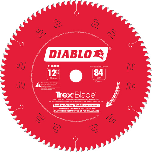 Lame de scie &agrave; d&eacute;couper Trex Blade, 12", 84 dents, Pour Plastique/Plastique Rock Safety Industrial Ltd