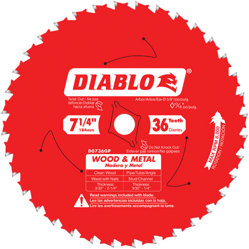 Lame de scie Cermet II Steel Demon, 7-1/4", 36 dents, Pour M&eacute;tal Rock Safety Industrial Ltd