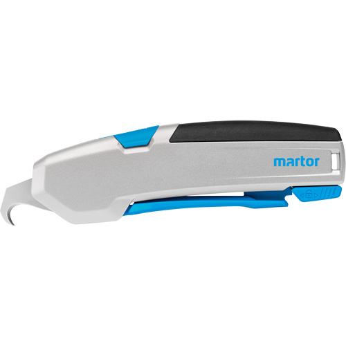 Couteau de s&eacute;curit&eacute; r&eacute;tractable Secubase 625 avec lame courb&eacute;e, 16 mm, Robuste, Prise en Aluminium Rock Safety Industrial Ltd