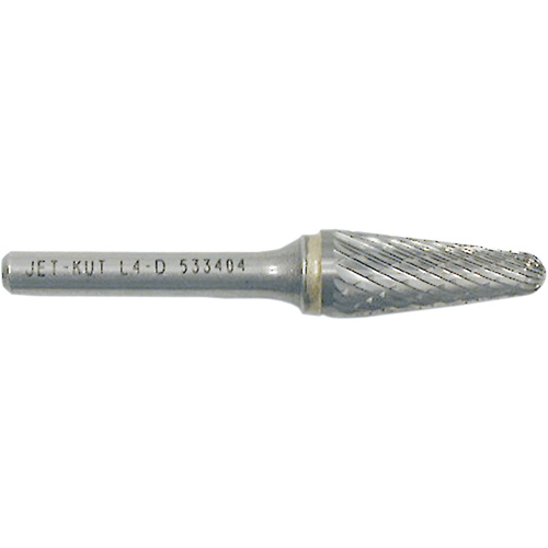 L4-D JET-KUT&reg; Taper Shape Burr with Radius End, 1/4" Dia., 1/4" Shank, 1-1/8" Depth of Cut Rock Safety Industrial Ltd
