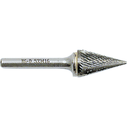 Cone Point Burr, 1/2" Dia., 1/4" Shank, 7/8" Depth of Cut Rock Safety Industrial Ltd