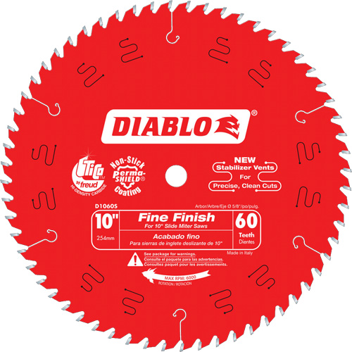 Lames de scie pour entrepreneur - Lames de scie finition fine, 10", 60 dents, Pour Bois Rock Safety Industrial Ltd