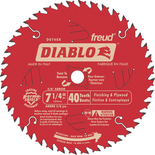 Lames de scie pour entrepreneur - Lames de scie finition, 7-1/4", 40 dents, Pour Bois Rock Safety Industrial Ltd