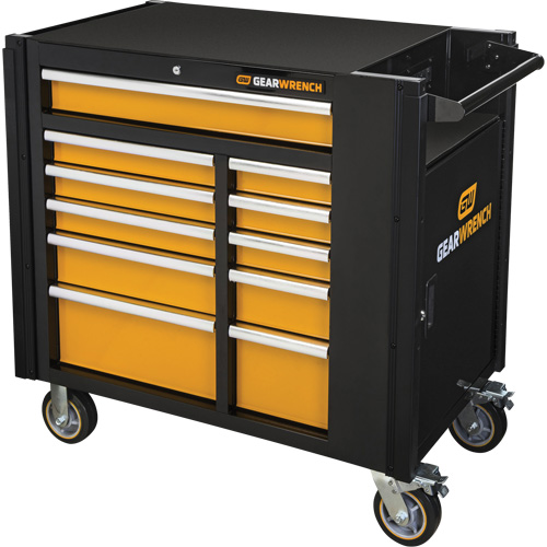 Chariot &agrave; outils &eacute;lectrique, 11 tiroirs, 42-1/2" la x 24-7/16" p x 41" h, Noir/Orange Rock Safety Industrial Ltd