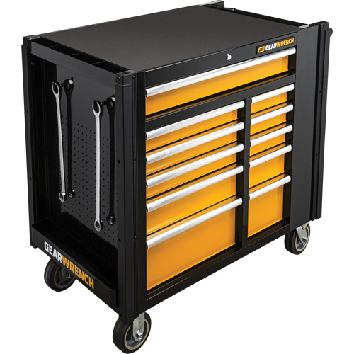 Chariot &agrave; outils &eacute;lectrique, 11 tiroirs, 42-1/2" la x 24-7/16" p x 41" h, Noir/Orange Rock Safety Industrial Ltd