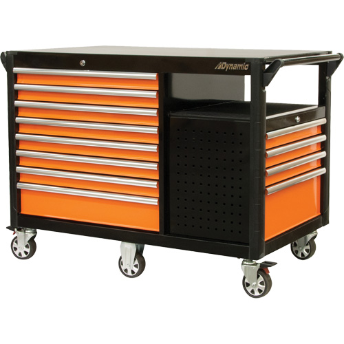 Chariot industriel, 12 tiroirs, 31-5/8" lo x 52-1/2" la x 40-1/4" h, Noir/Orange Rock Safety Industrial Ltd