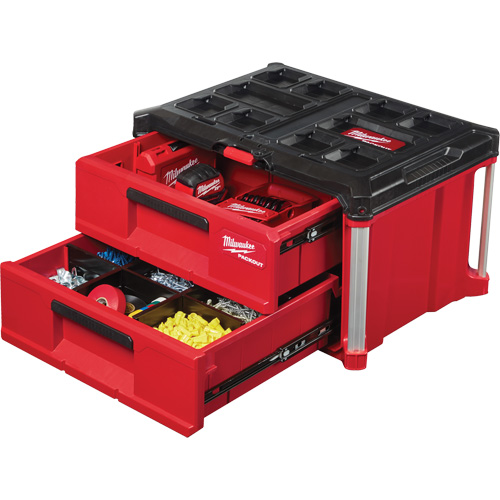 Boîte &agrave; outils avec 2 tiroirs Packout, 16-1/3" x 14-1/3" x 22-1/5", Rouge Rock Safety Industrial Ltd