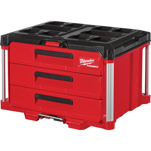 Packout 3-Drawer Tool Box, 16-1/3" x 14-1/3" x 22-1/5", Black/Red Rock Safety Industrial Ltd