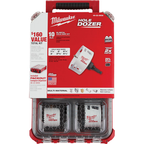Trousse de scie cloche Packout Hole Dozer, 10 morceaux Rock Safety Industrial Ltd
