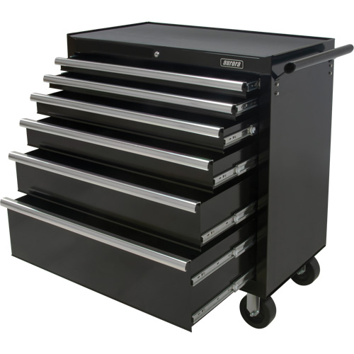 Industrial Tool Cart, 6 Drawers, 39" W x 20-4/5" D x 38-1/2" H, Black Rock Safety Industrial Ltd