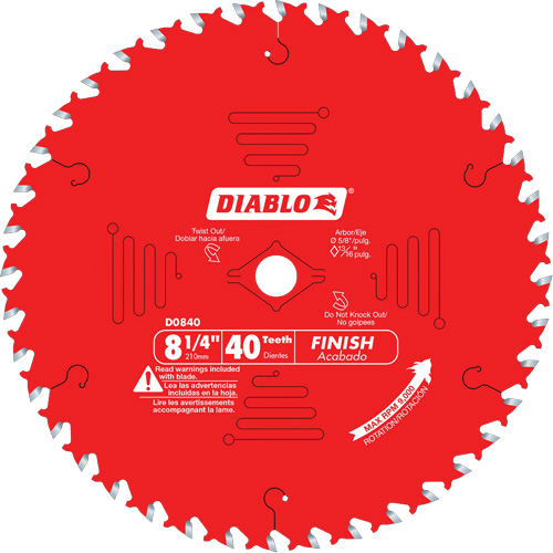 Lames de scie pour entrepreneur - Lames de scie finition, 8-1/4", 40 dents, Pour Bois Rock Safety Industrial Ltd