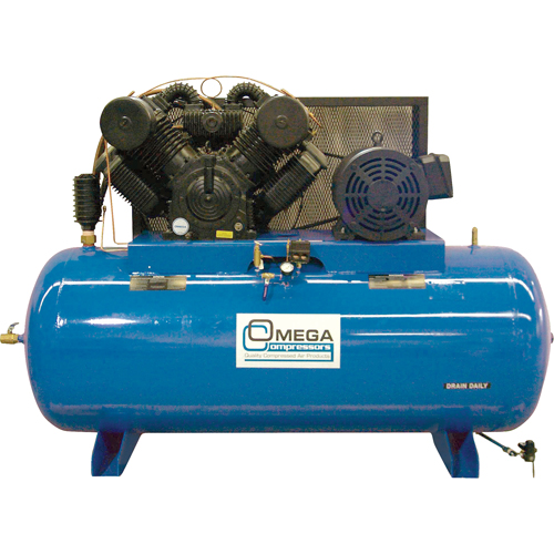 Industrial Series Air Compressors - Horizontal Compressor - Two Stages, 200 Gal. (240 US Gal) Rock Safety Industrial Ltd