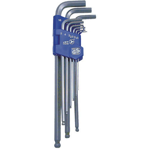 JBHK-9XLM Extra Long Ball Nose Hex Key Set, 9 Pcs., Metric Rock Safety Industrial Ltd