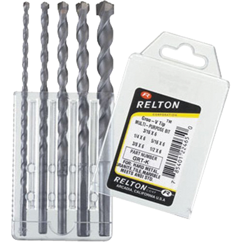 Groo-V Tip Multi-Purpose Specialty Drill Bit Sets, 5 Pieces, Carbide Rock Safety Industrial Ltd