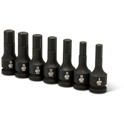 Jeu de douilles m&eacute;triques &agrave; chocs, Hexagonale, Prise 1/2", 7 mrcx Rock Safety Industrial Ltd