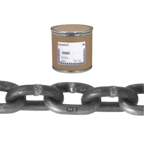 Chaîne ronde Proof Campbell, Acier &agrave; faible teneur en carbone, 3/8" x 200' (60,96 m) l, Calibre 30, Charge d'utilisation 2650 lb (1,325 tonne) Rock Safety Industrial Ltd
