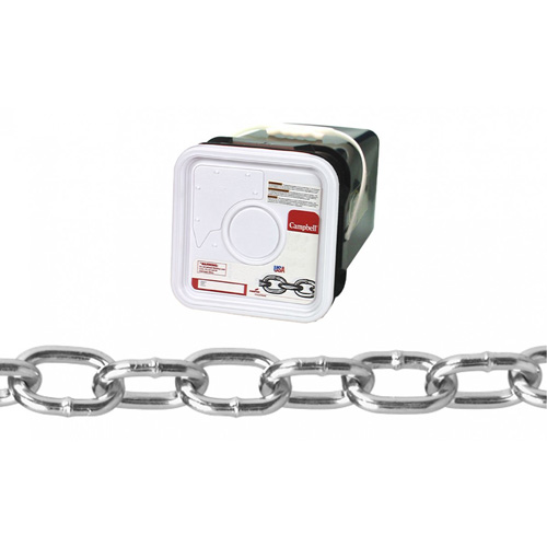 Chaîne &agrave; maillons pour barri&egrave;re et passage, Acier &agrave; faible teneur en carbone, 2/0 x 200' (60,96 m) l, Charge d'utilisation 450 lb (0,225 tonne) Rock Safety Industrial Ltd