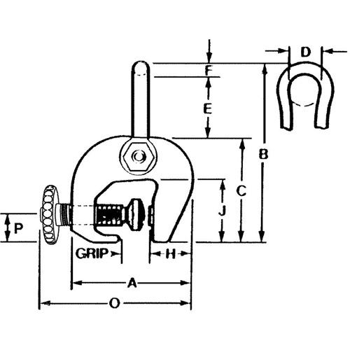 SAC Plate Clamp, 12000 lbs. (6 tons), 0" - 3" Jaw Opening Rock Safety Industrial Ltd