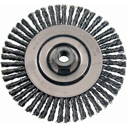 Wire Wheel Brushes, 4-7/8" Dia., 0.02" Fill, 5/8"-11 Arbor, Stainless Steel Rock Safety Industrial Ltd