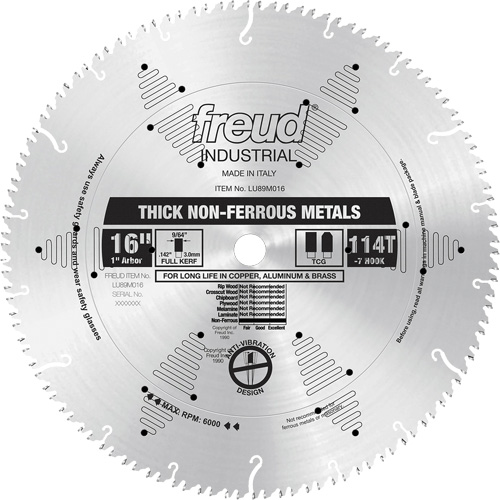 Lame de scie industrielle, 16", 114 dents, Pour Non ferreux Rock Safety Industrial Ltd