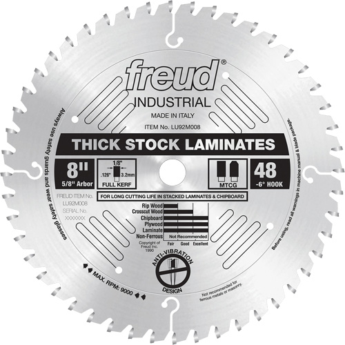 Lames de scie industrielle pour panneaux de particules, 8", 48 dents, Pour Stratifi&eacute; Rock Safety Industrial Ltd