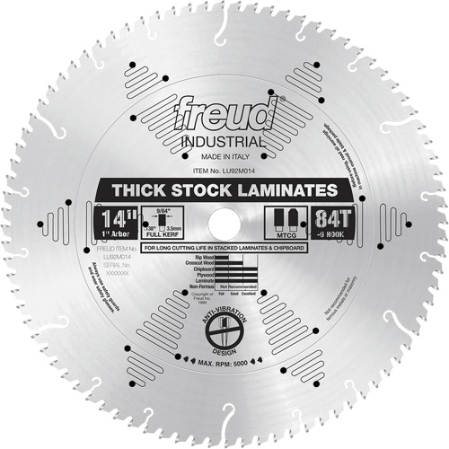 Lames de scie industrielle pour panneaux de particules, 14", 84 dents, Pour Stratifi&eacute; Rock Safety Industrial Ltd