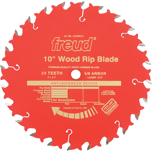 Lames de scie industrielle TCS coupe de refente, 10", 24 dents, Pour Bois Rock Safety Industrial Ltd