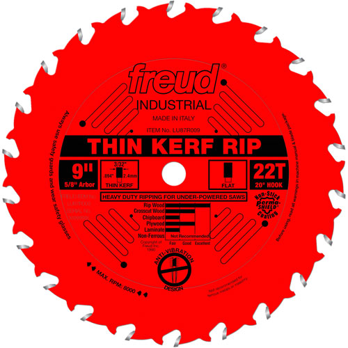 Lames de scie industrielle TCS - refente/coupe en travers &agrave; voie &eacute;troite, 9", 22 dents, Pour Bois Rock Safety Industrial Ltd