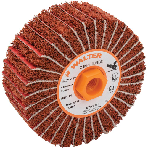 Tambours turbo Two-In-One, 4-1/2" dia. x 2" la, 5/8"-11 Arbre, Grain 60 Rock Safety Industrial Ltd