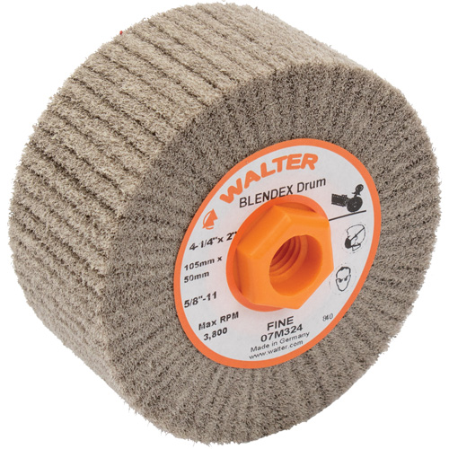 Blendex Surface Conditioning Drum, 4-1/4" Dia. x 2" W, 5/8"-11 Arbor, Fine Grit Rock Safety Industrial Ltd