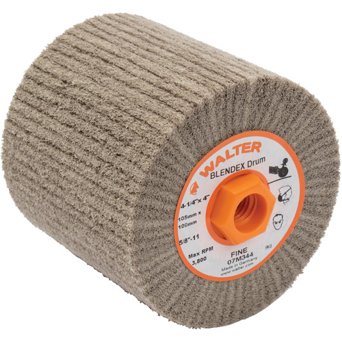 Tambour de conditionnement de surface Blendex ALLSTEEL, 4-1/4" dia. x 4" la, 5/8"-11 Arbre, Grain Fin Rock Safety Industrial Ltd