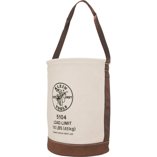 Bucket with Leather Bottom, 17" H, Canvas, Beige Rock Safety Industrial Ltd