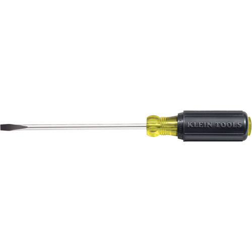 Slot Cabinet Tip Screwdriver, 1/4" Tip, Round, 10-11/32" L, Cushion Grip Handle Rock Safety Industrial Ltd