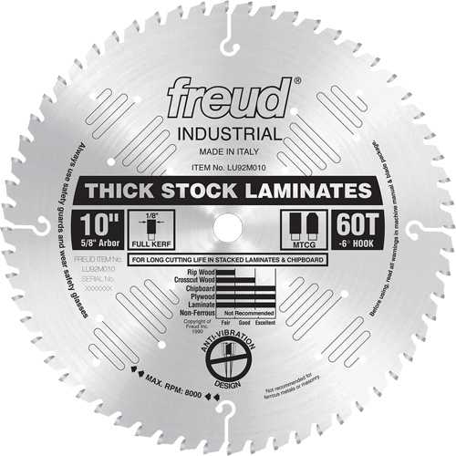 Lames de scie industrielle pour panneaux de particules, 10", 60 dents, Pour Stratifi&eacute; Rock Safety Industrial Ltd