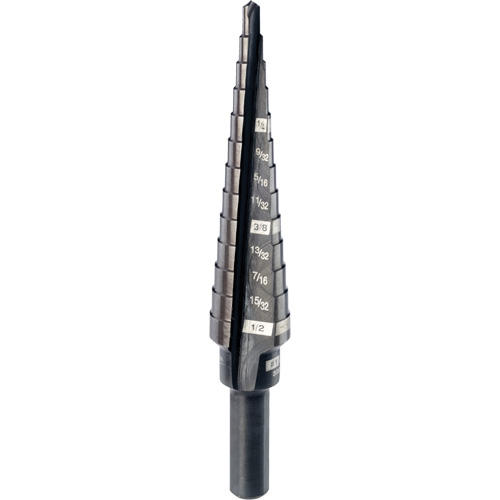 #1 Step Drill Bit, 1/8" - 1/2" , 1/32" Increments, High Speed Steel Rock Safety Industrial Ltd